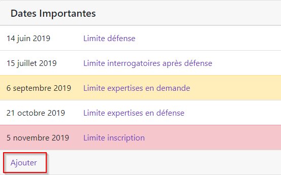 Lien pour créer un date importante