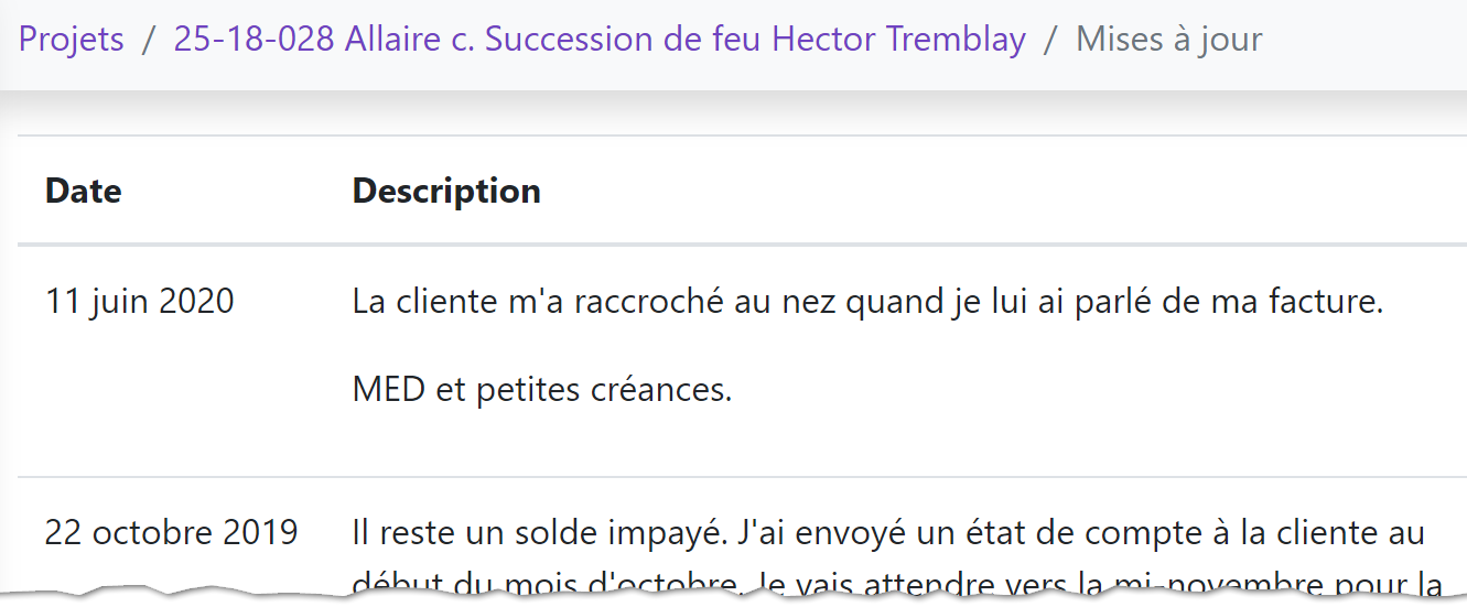 Historique des mises à jour